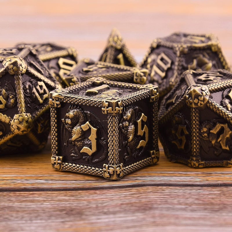 AUSTOR 7-Die Metal DND Dice Set Dungeons and Dragons Polyhedral Roll Playing Dice with Box D20 D12 D10 D% D8 D6 D4 for Pathfinder MTG RPG Board Games - Image 5